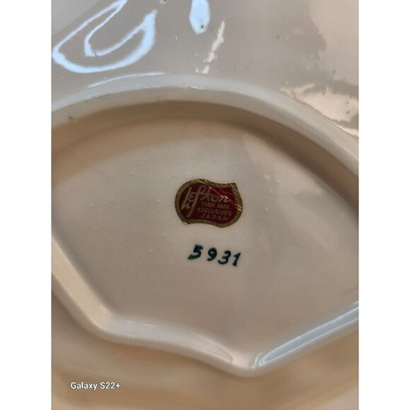 Lefton Serving Platter Ceramic Divided Serving Tray With Fruit & Floral Design - Picture 6 of 9